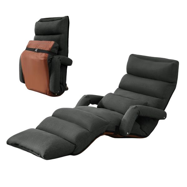 Floor Sofa Bed Chair Couch Lounge Recliner Folding Ground Lounger Lazy Chaise Seat Adjustable with Arms Pillow Pedal