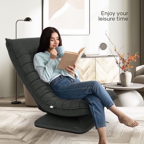 Floor Sofa Bed Chair Couch Lounge Recliner Folding 360 Degree Swivel Lazy Lounger Adjustable Chaise Ground Seat