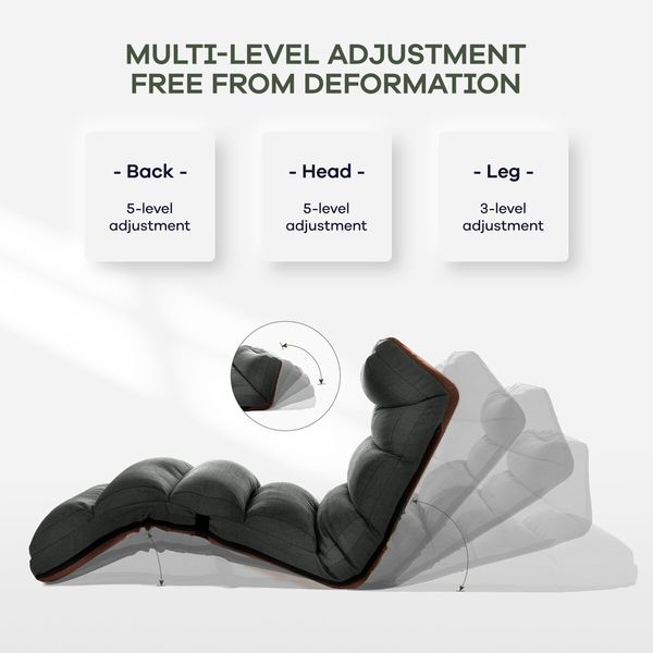 Floor Sofa Cushion Bed Couch Mattress Chair Lounge Mat Recliner Tatami Chaise Lounger Adjustable Ground Seat with Pillow