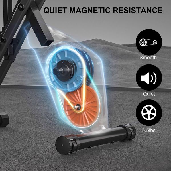 Genki Exercise Bike 4in1 Foldable Bicycle Home Gym Equipment Magnetic Indoor Cycling Trainer Adjustable Resistance LCD Screen