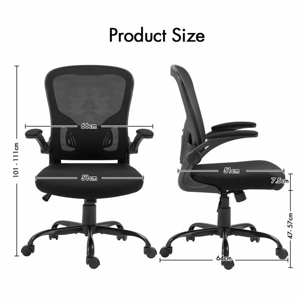 Mesh Office Chair Ergonomic Desk Reclining Armchair Study Executive Computer Adjustable Home Work Swivel Recliner Black