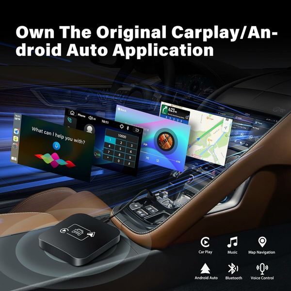 Carplay Wireless Adapter, 2 in 1 Apple Carplay/Android Auto, USB Converter, Carplay Dongle, BT Transmitter/Aux, Compatible All Car Models, Smart Carplay Box Support iPhone 6+/iOS 10+/Android 11.0+