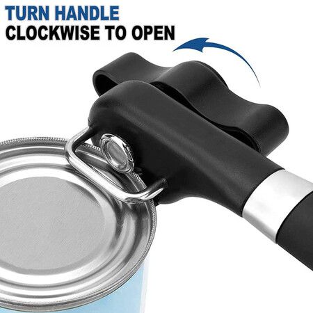 Safe Cut Can Opener Handheld Manual Can Opener Ergonomic Smooth Edge Food Grade Stainless Steel Cutting Can Opener for Kitchen