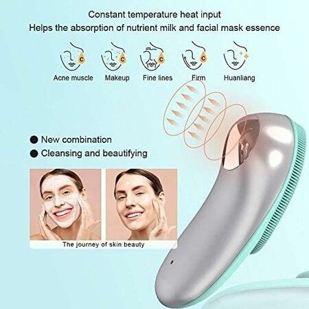 Facial Cleansing Brush, Sonic Waterproof Cleansing Brush(8 Adjustable Speeds) Effectively Cleans and Exfoliates, Green