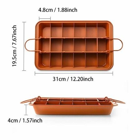 Brownie Pan with Dividers Baking Tray All Edges Only Bite Size Baking Steel Corner Brownies Pan with Cutter Makes 18 Pre cut Brownies Perfect