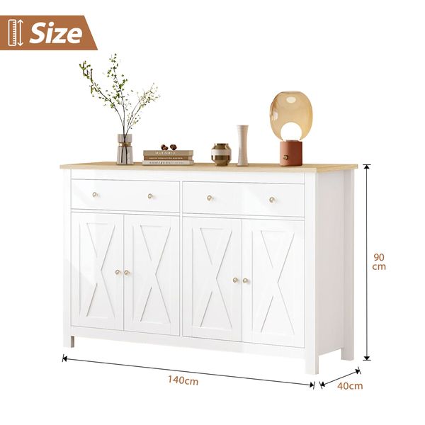 Sideboard Buffet Cabinet Cupboard Side Console Table Storage 2 Drawers 4 Doors Dresser Coffee Bar Kitchen Dining Room