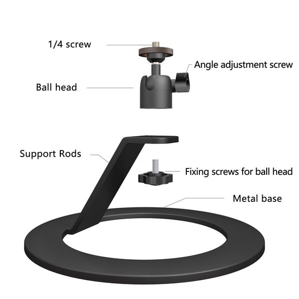 Aluminum Desktop Projector Stand w Ballhead Angle Adjustment, Table Projector Stand Adjustable Tilt for Nebula