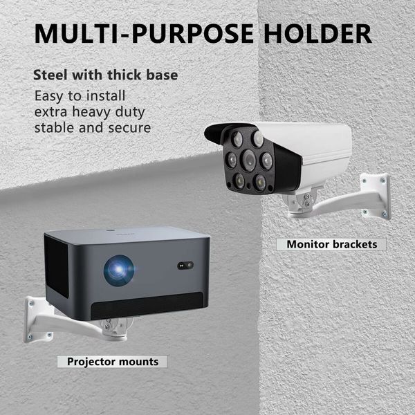 Mini Projector Wall Mount, Projector Hanger, CCTV Security Camera Housing Mounting Bracket for CCTV, Camera, Projector, Webcam White