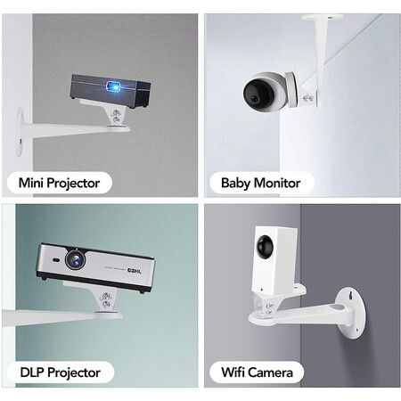 Mini Projector Wall Mount, Projector Hanger, CCTV Security Camera Housing Mounting Bracket for CCTV, Camera, Projector, Webcam, with Load 11 lbs Length 7.8 inch,  Rotation 360 Degree (White)