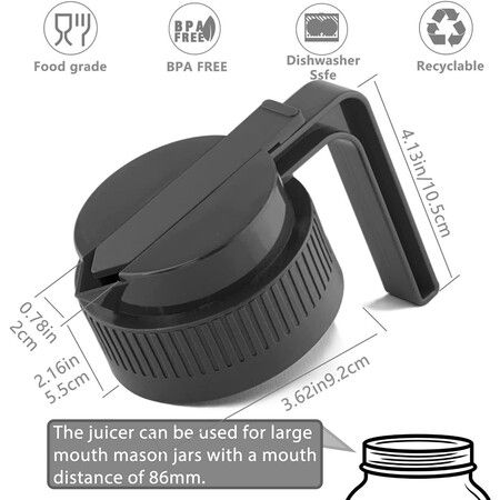 Wide Mouth Mason Jar Flip Cap Lid with Handle, Innovative Sliding Lid and Easy Pour Spout Wide Mouth Mason Jar Pour Spout Lids with Handle