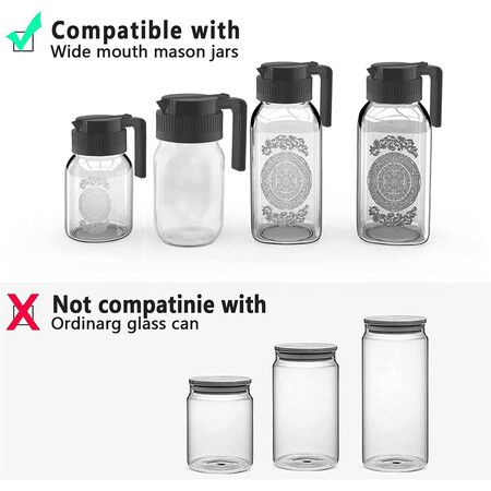 Wide Mouth Mason Jar Flip Cap Lid with Handle, Innovative Sliding Lid and Easy Pour Spout Wide Mouth Mason Jar Pour Spout Lids with Handle