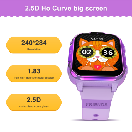 Kids Smart Watch HD Touch Screen Watch Video Camera Pedometer Flashlight GPS WIFI  Birthday Gifts Smartwatches Chirstmas Presents Col.PUR