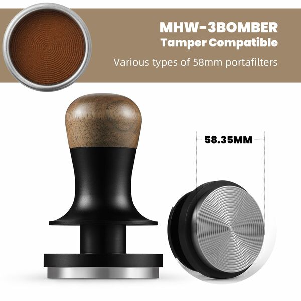 58.35mm Espresso Coffee Tamper with Three Spring Loaded Calibrated Espresso Tamper 30lbs Espresso Hand Tamper with Sound Feedback T6172T