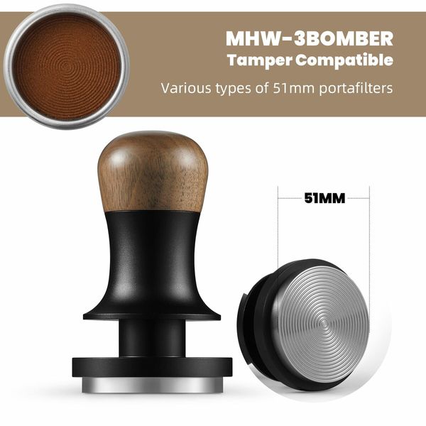 51mm Espresso Coffee Tamper with Three Spring Loaded Calibrated Espresso Tamper 30lbs Espresso Hand Tamper with Sound Feedback T6174T