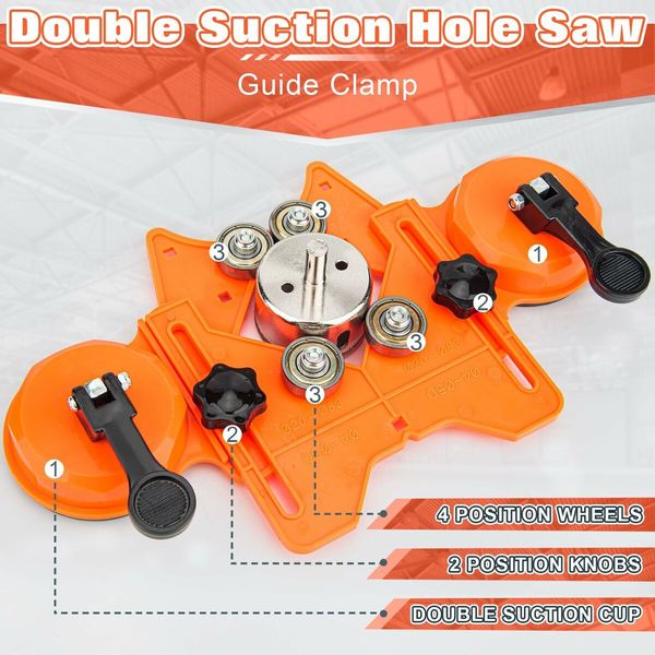 Diamond Hole Saw Kit,Tile Hole Saw with Double Suction Cups Hole Saw Guide Jig Fixture,Diamond Drill Bits for Glass,Porcelain Tile,Ceramic,Grantite,Marble