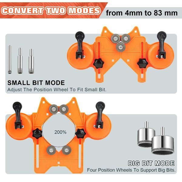 Diamond Hole Saw Kit,Tile Hole Saw with Double Suction Cups Hole Saw Guide Jig Fixture,Diamond Drill Bits for Glass,Porcelain Tile,Ceramic,Grantite,Marble