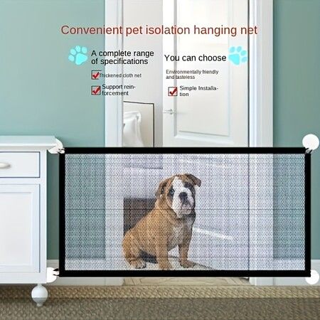 Dog Gate for Stairs, Pet Gates for The House, Dogs Screen Mesh Gate for Doorways Stairways Indoor Safety, 110 x 72 cm