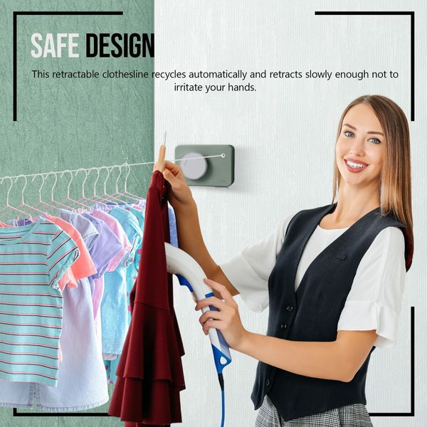 Retractable Clothesline Indoor and Outdoor Heavy Duty Adjustable Laundry line Stainless Steel Wire Clothesline with Secure Lock to Prevent Sagging