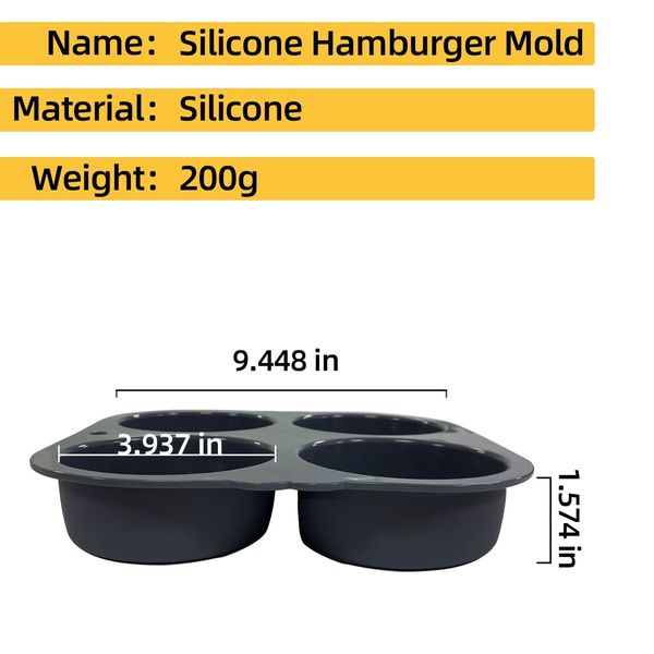 Silicone Hamburger Bun Mold 4 Cavity Loaf Pan Non Stick Baking Pannon-stick Pan Baking tool