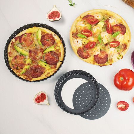 1 PCS 9 Inch Movable Bottom Baking Pan Pizza Pan NonStick Coating Movable Pan Mold Chrysanthemum Pie Pan Tart Pan Pizza Pan