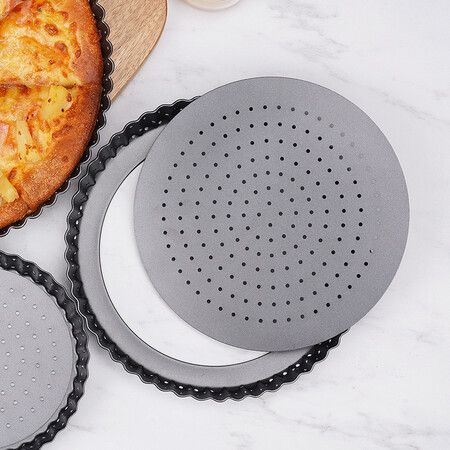 1 PCS 9 Inch Movable Bottom Baking Pan Pizza Pan NonStick Coating Movable Pan Mold Chrysanthemum Pie Pan Tart Pan Pizza Pan