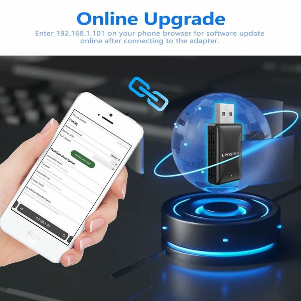 Wireless Android Auto CarPlay Adapter Plug and Play 2 in 1 Car Dongle 5Ghz Fast Connection OEM System