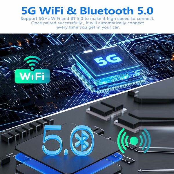 Wireless Android Auto CarPlay Adapter Plug and Play 2 in 1 Car Dongle 5Ghz Fast Connection OEM System