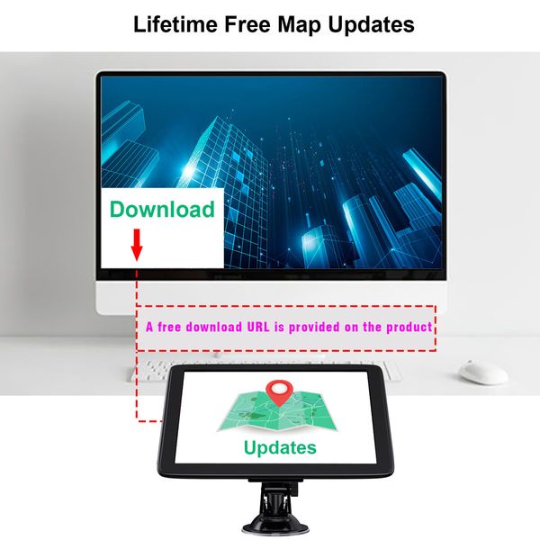 Truck RV GPS Navigation for Car with Driver Alerts Turn by Turn Directions Free Map Updates Large Screen