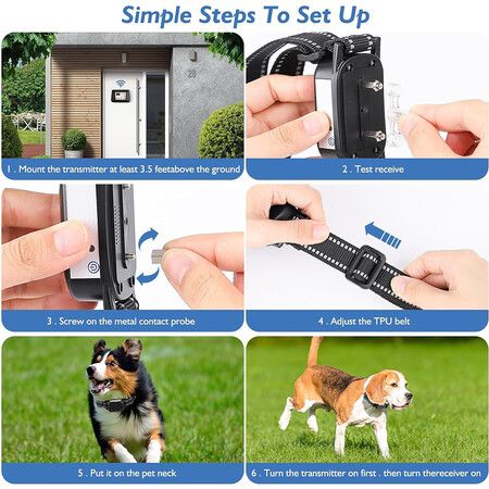 Wireless Dog Fence System, 2 Dog Electric Fence and Remote Trainer, Portable Outdoor Wireless Dog Perimeter Fence for Yard, Adjustable Dog Collar