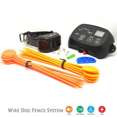 Electric Dog Fence, Underground Pet Containment System, Covers up to 3/4 Acre, with Waterproof/Rechargeable Training Collar, Shock/Tone Correction,for 2 Dog