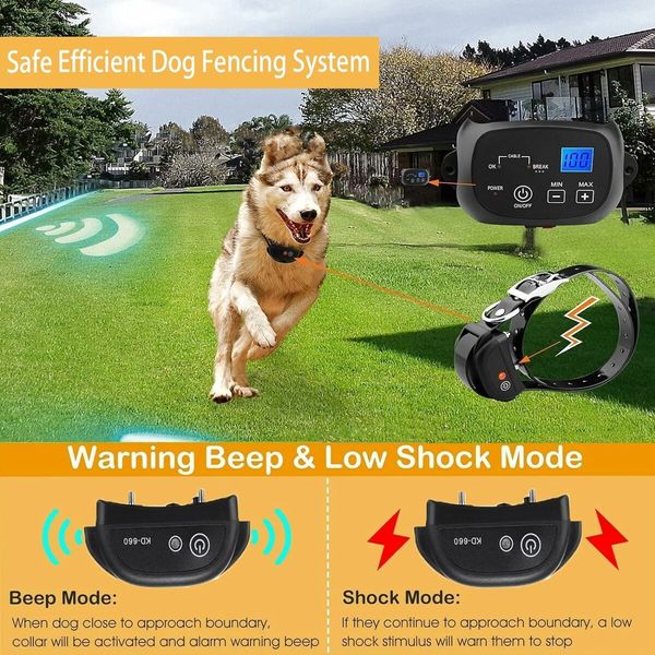 Electric Dog Fence, Underground Pet Containment System, Covers up to 3/4 Acre, with Waterproof/Rechargeable Training Collar, Shock/Tone Correction,for 2 Dog