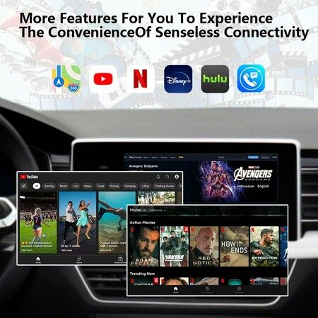 Car TV Box Wired To Wireless CarPlay Android Auto Ai Box 2GB 16GB Support Netflix Youtube HDMI Av Out AirPlay USB Plug and Play