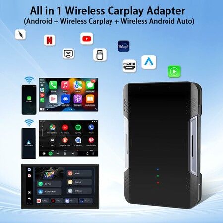 Car TV Box Wired To Wireless CarPlay Android Auto Ai Box 2GB 16GB Support Netflix Youtube HDMI Av Out AirPlay USB Plug and Play