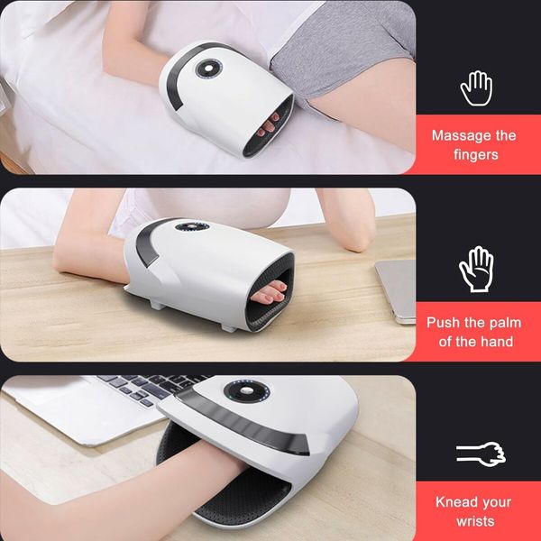 Hand Massager with Compression & Heating, Cordless Electric Massagers, Birthday Gifts for Dad Men (White)