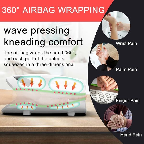Hand Massager with Compression & Heating, Cordless Electric Massagers, Birthday Gifts for Dad Men (White)