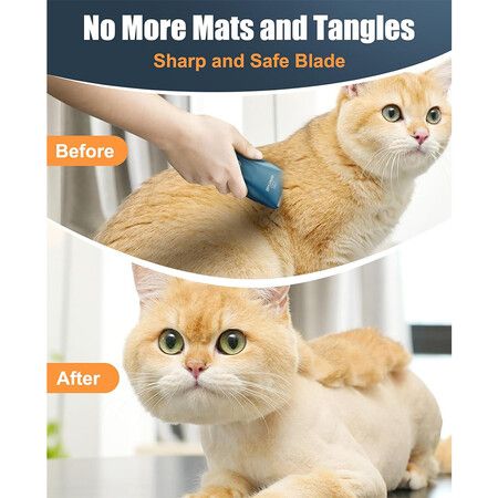 Quiet Cordless Pet Hair Clippers for Cats Shaver Trimmer Matted Long Hair Grooming Tool Ergonomic Design