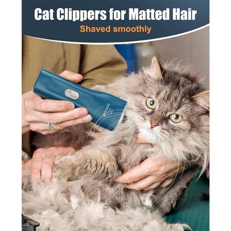 Quiet Cordless Pet Hair Clippers for Cats Shaver Trimmer Matted Long Hair Grooming Tool Ergonomic Design