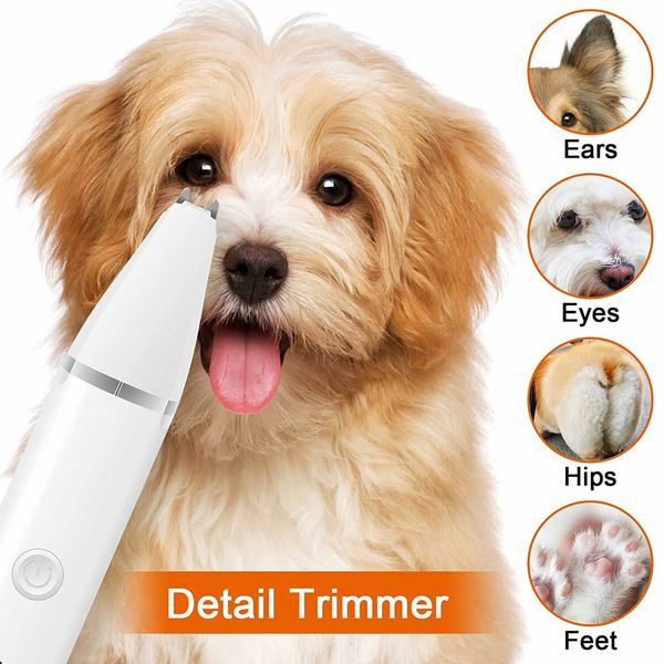 Dog Clippers Grooming Kit Hair Clipper, Low Noise Paw Trimmer, Rechargeable Cordless Quiet Nail Grinder Shaver for Cats and Other Pets