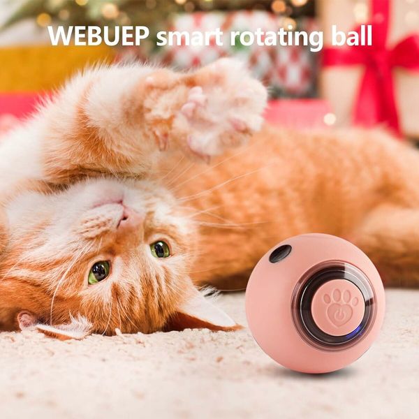 Interactive Smart Indoor Cat Toy Ball, Self-Rotating Kitten Balls Toy Gift, USB Rechargeable Planetary Cat Toys Balls with Lights Ball,1 Pack,Pink