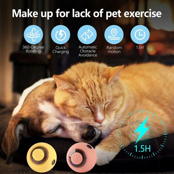 Interactive Smart Indoor Cat Toy Ball, Self-Rotating Kitten Balls Toy Gift, USB Rechargeable Planetary Cat Toys Balls with Lights Ball,1 Pack,Blue