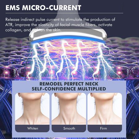 Red-Ligh for-Face and Neck, Facial and Neck Massager with 4 Color LED, Vibration and Thermal Functions for Skin Care