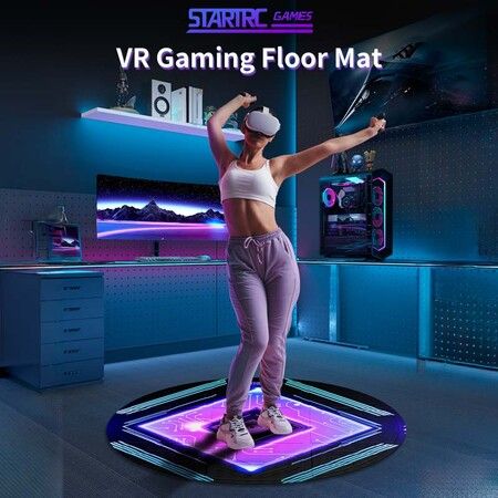 Foldable VR Mat for Meta Quest 3/Apple Vision Pro,Round Anti Fatiguet,Anti-slip and Comfortable Floor Mat,Compatible with PSVR2,Oculus/Meta Quest 2/Pro Color Purple