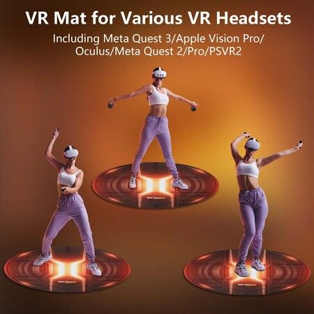 Foldable VR Mat for Meta Quest 3/Apple Vision Pro,Round Anti Fatiguet,Anti-slip and Comfortable Floor Mat,Compatible with PSVR2,Oculus/Meta Quest 2/Pro Color Orange