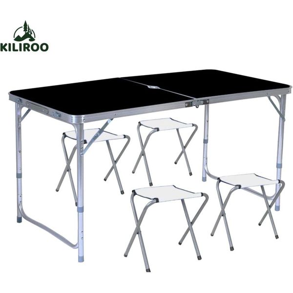 KILIROO Camping Table 120cm Black (With 4 Chair) KR-CT-105-CU