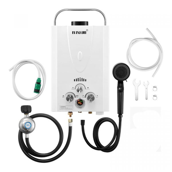 Maxkon Gas Water Heater 7 in 1 10L Outdoor Portable Camping Shower Instant Hot Heating System White