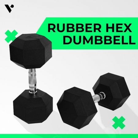 VERPEAK Rubber Hex Dumbbells 25kg -