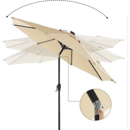 SONGMICS 3m Solar Lighted Outdoor Patio Umbrella Cream