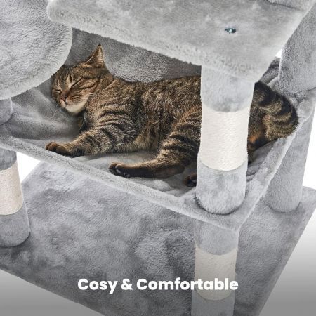 Floofi 118cm Plush Cat Condo Cat Tree Light Grey FI-CT-169-ZZ