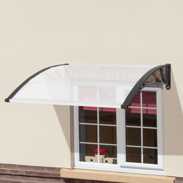 NOVEDEN Window Door Awning Canopy Outdoor UV Patio Rain Cover Clear White 1M X 2.4M Type 1 NE-AG-101-SU