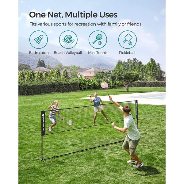 SONGMICS 3m Portable Tennis Badminton Net Black